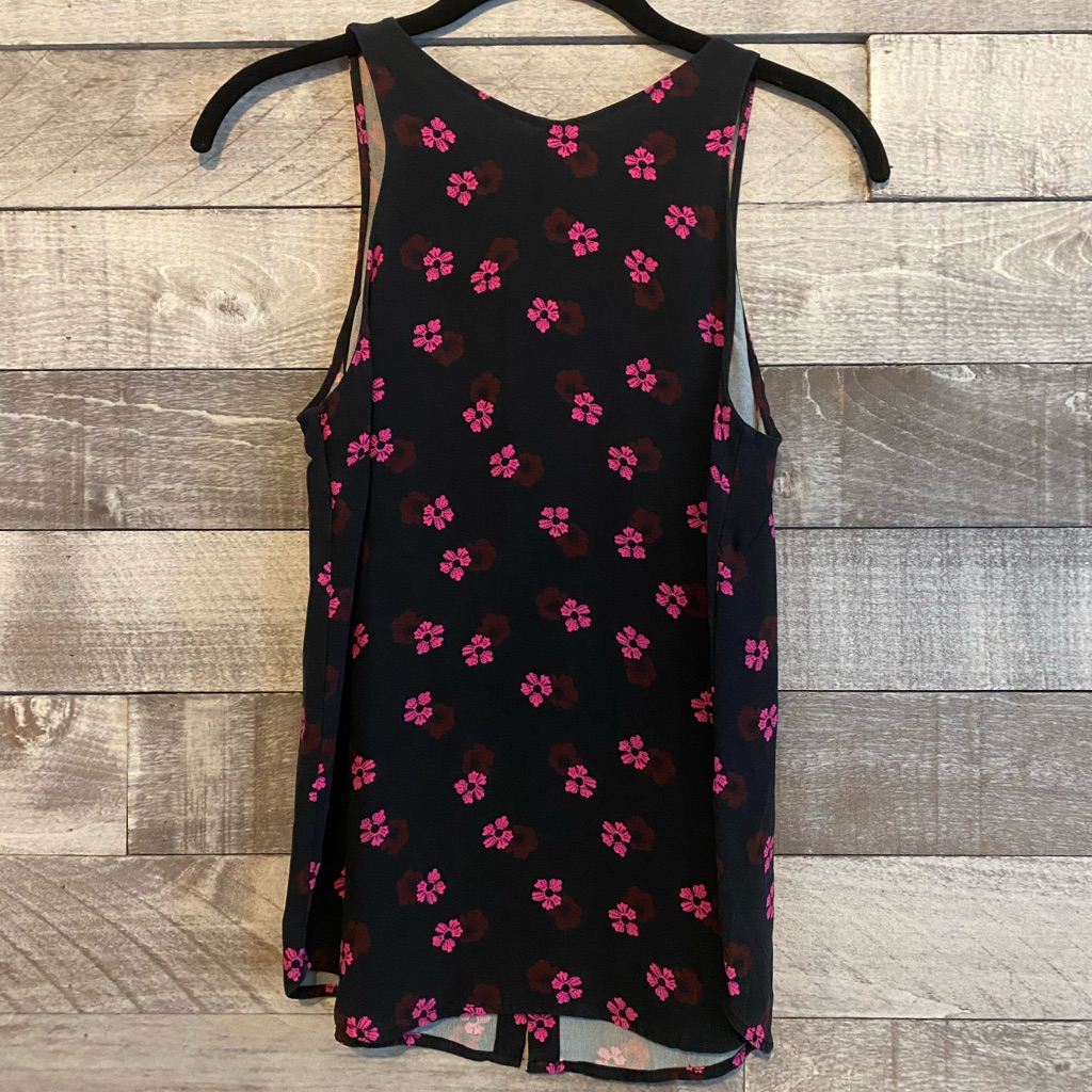 Navy And Pink Silk Floral Tank | A.L.C. | Size 2